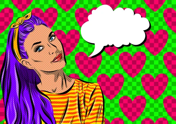 Popart vrouw - op de achtergrond van een polka-dots. Vector — Stockvector