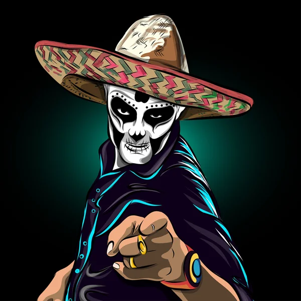 El día del vector hombre de la calavera de azúcar muerta. Calavera mexicana. Día de los muertos. Ilustración EPS10 . — Vector de stock