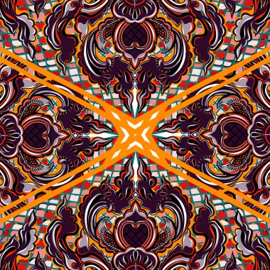 Vektör Tay çiçek dekoratif süs seamless modeli. illüstrasyon