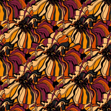 Renkli el çekilmiş haşhaş, çiçek seamless modeli. Vektör