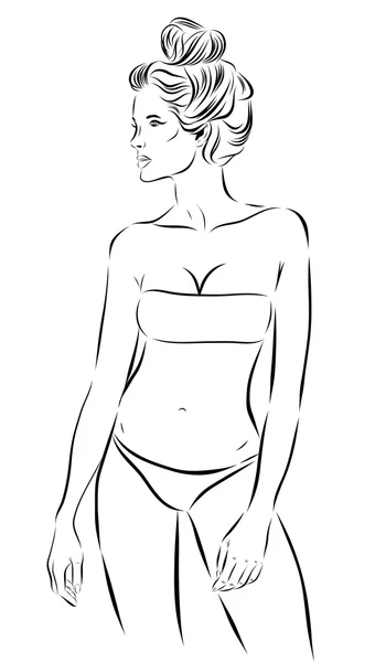 Beautiful fashion woman with bikini on background. Vector — Stock Vector