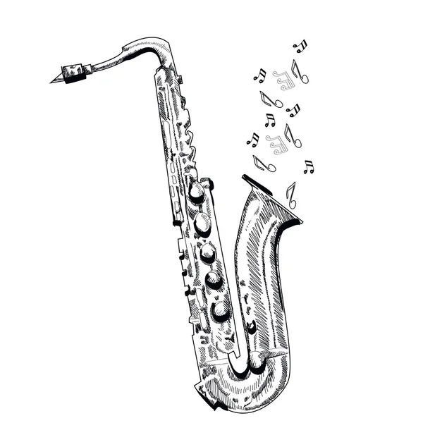 Musikinstrument Saxophon auf weißem Hintergrund. Vektorillustration. — Stockvektor