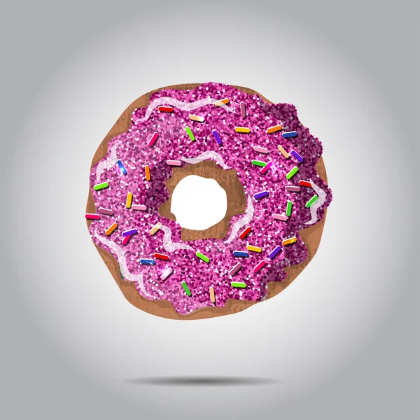 甜甜甜圈它制作图案粉红釉与很多装饰洒水车。可以用作卡或 t 恤打印标签，菜单 — 图库矢量图片