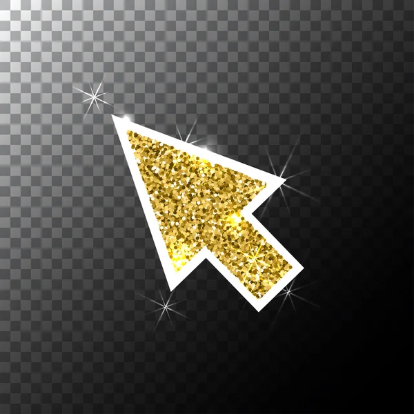 Pfeil-Cursor, Gold-Glitzer-Symbol, Web, funkelt, Vektor-Logo-Konzept für Grafiken. eps — Stockvektor