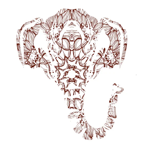 Stilisierte bunte Elefantenporträtkunst auf weißem Hintergrund. Vektor — Stockvektor