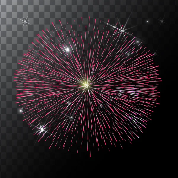 Fuegos artificiales coloridos aislados vectoriales sobre un fondo transparente . — Vector de stock