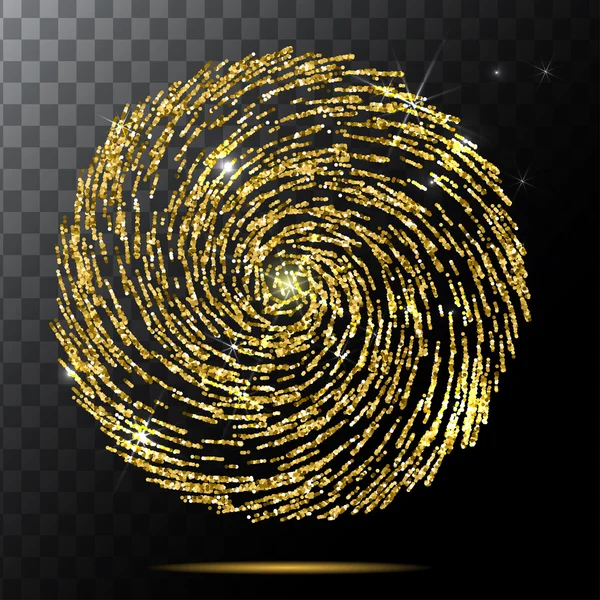 Abstrakcja spiral Bright objętych gold Star - strzelanie z migotliwy szlak na przezroczystym tle - Meteoroid, komety, asteroidy - tło wektor ilustracja — Wektor stockowy