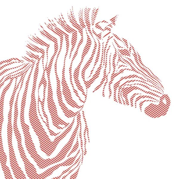 Animal illustration of vector red zebra striped silhouette. EPS — Stock Vector