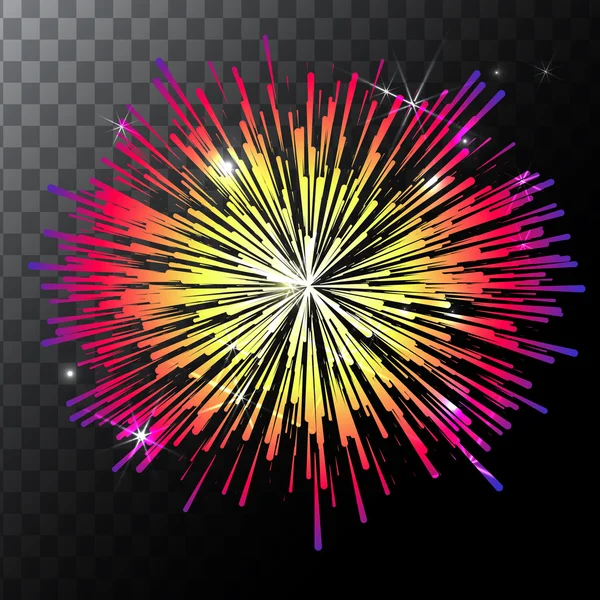 Fuegos artificiales coloridos aislados vectoriales sobre un fondo transparente . — Vector de stock