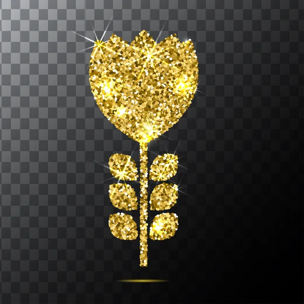 Vektor Gold glitter isolierte Blume auf transparentem Hintergrund. trendige Textur. — Stockvektor