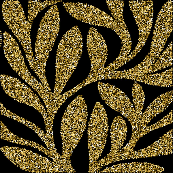 Grunge retro gouden glitter patroon van gekleurde bladeren. EPS vector illustratie — Stockvector