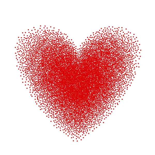 Corazón dibujado con pincel punteado y elementos de lunares. Vector — Vector de stock