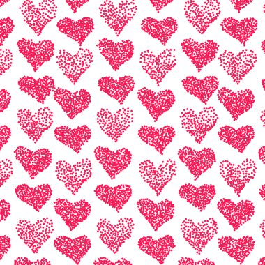 Vektör desen. Casual noktalarla polka dot doku. Elle çizilmiş yürekleri şık Yazdır.