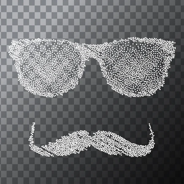 Dots Hipster character illustration with sunglasses and mustache. Vector — Stock Vector