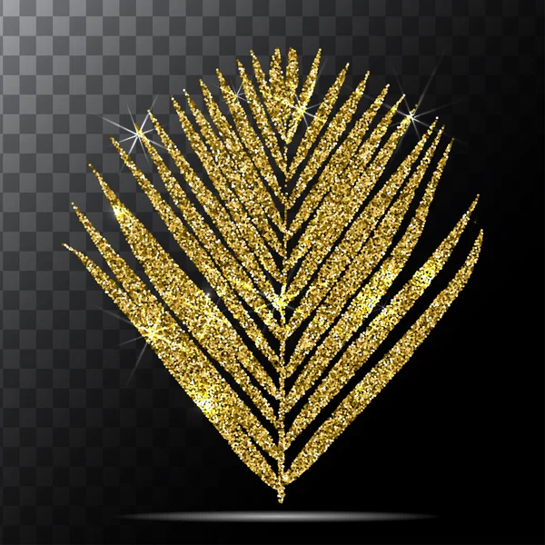 Ilustración vectorial de la hoja de palma dorada sobre fondo transparente . — Vector de stock