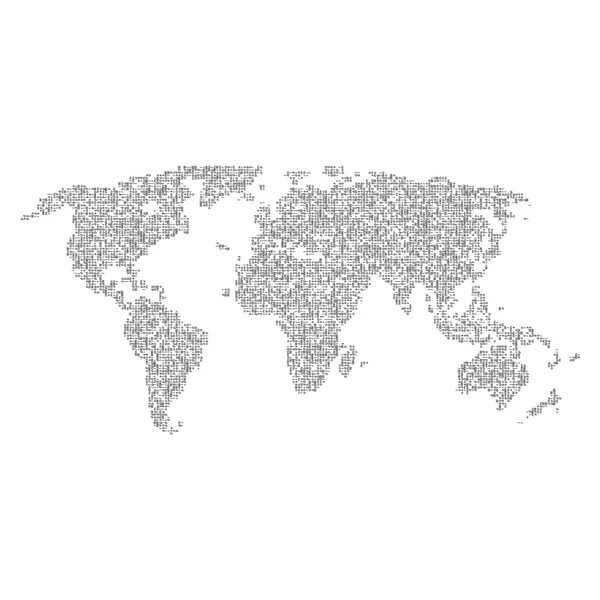 벡터 하프톤 편지 세계 지도입니다. 디자인을 위한 대륙. — 스톡 벡터