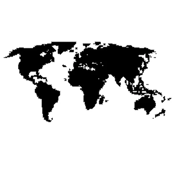 벡터 하프톤 세계 지도입니다. 디자인을 위한 대륙. — 스톡 벡터
