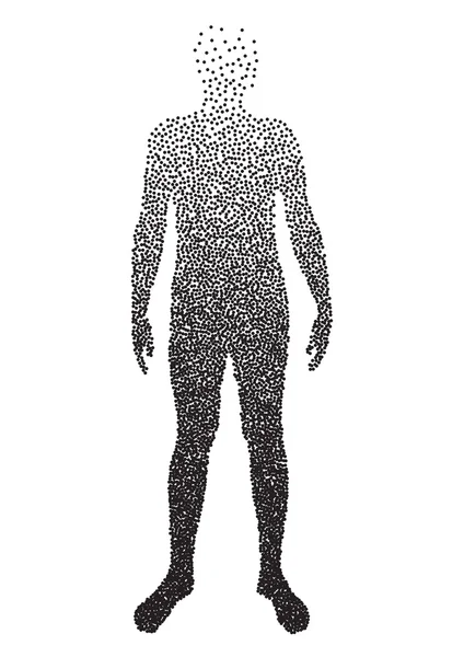 Halvton kropp, manliga anatomi, konstruerad med fyrkantiga dot, grafisk vector. — Stock vektor