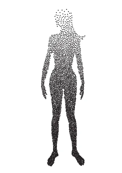 Meio-tom corpo feminino anatomia, projetado usando ponto quadrado, vetor gráfico . —  Vetores de Stock