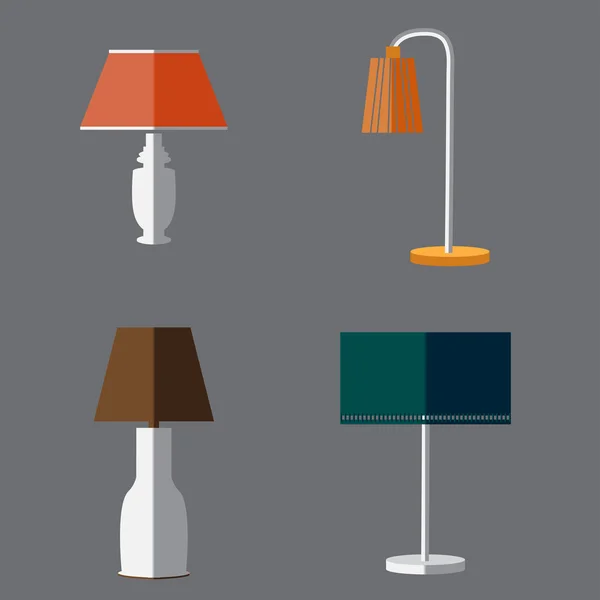 Icon set van lampen. Moderne Flat stijl. Vector — Stockvector