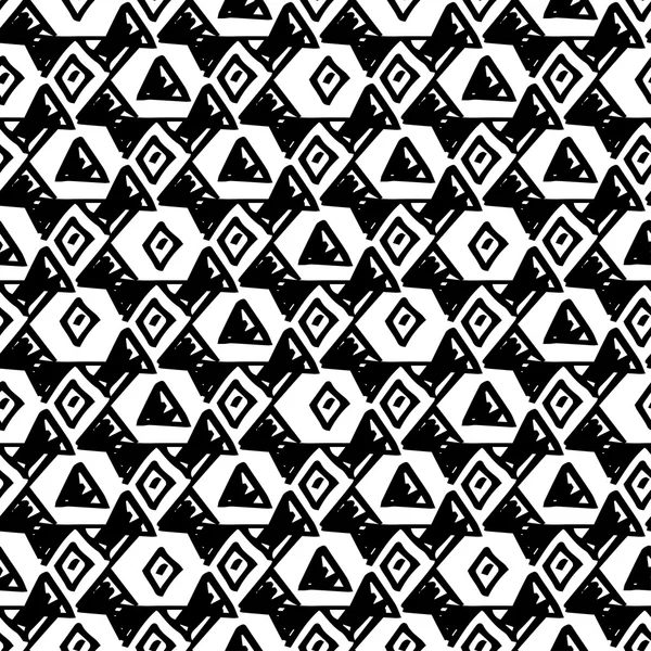 삼각형 간단한 원활한 패턴 손으로 그린, 벡터. — 스톡 벡터