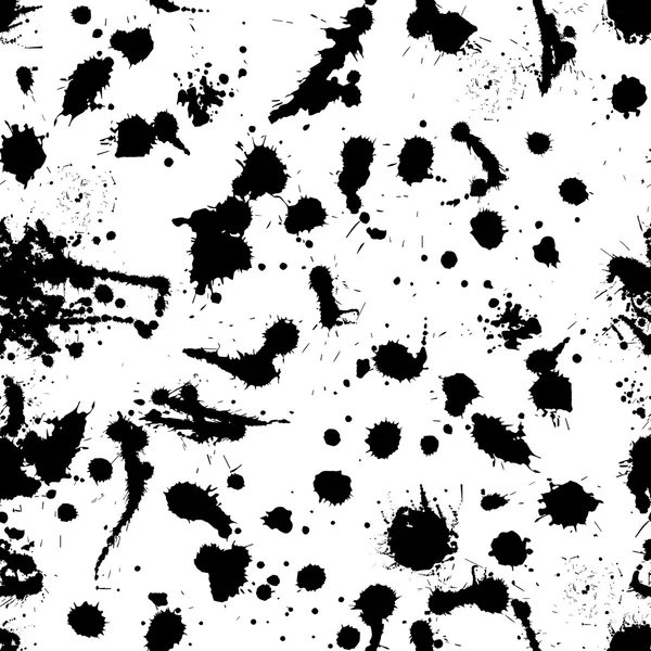 Tinta vectorial sin costura patrón blots.Black blot sobre un fondo blanco . — Archivo Imágenes Vectoriales