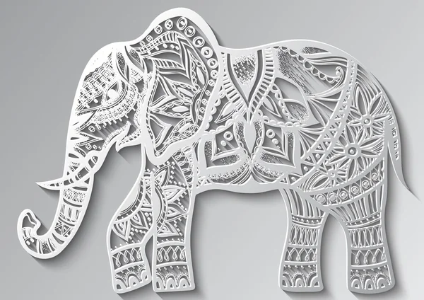 Gajah ornamental India abstrak di latar belakang . - Stok Vektor