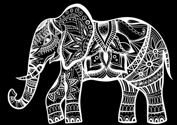 Elefante ornamental indiano abstrato sobre um fundo . — Vetor de Stock