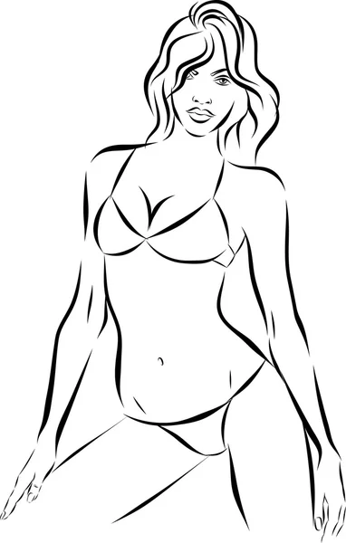 Wanita mode cantik dengan latar belakang bikini. Vektor - Stok Vektor