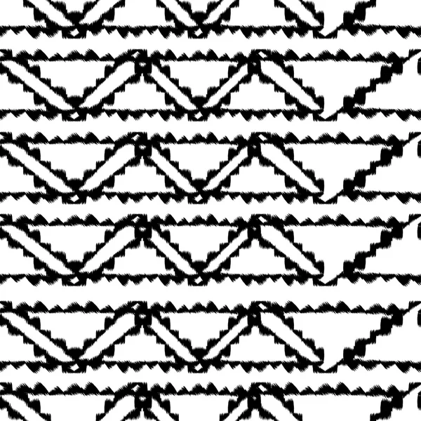 Nahtloses handgezeichnetes Muster mit schwarzen Streifen. Vektorillustration — Stockvektor