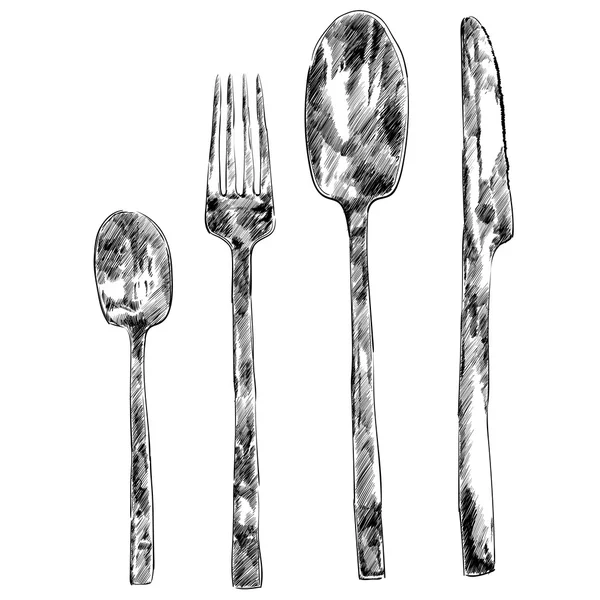 Set para menú de restaurante. Cuchara, cuchillo y tenedor — Vector de stock