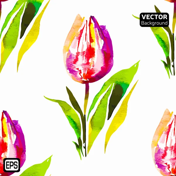 Multicolor Watercolor Vector Flowers — Stock Vector