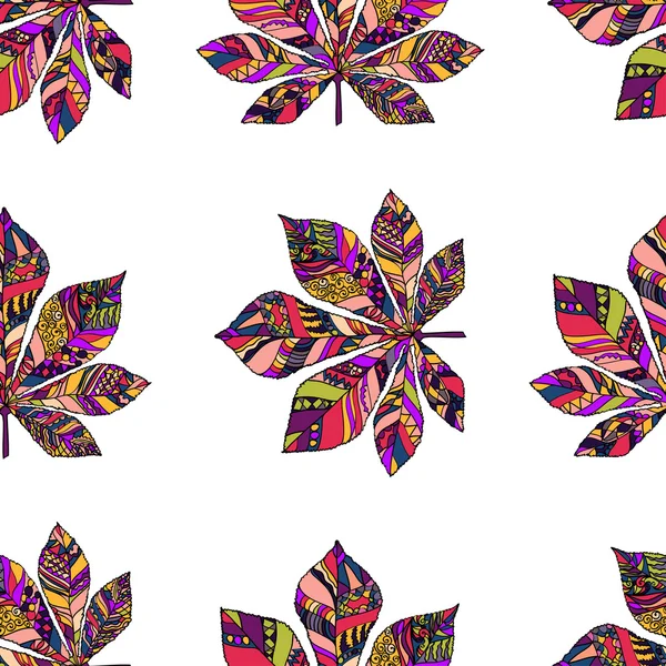 Feuilles décoratives rose châtaignier - Silhouette vectorielle. Illustration — Image vectorielle