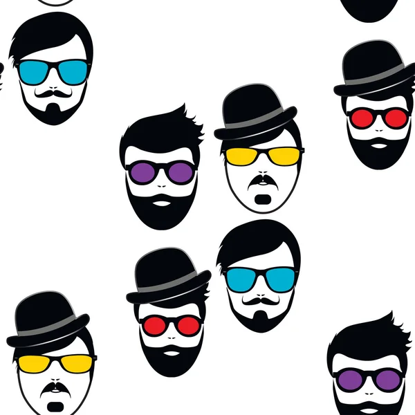 Mode stijl hipsters silhouet in naadloze. — Stockvector