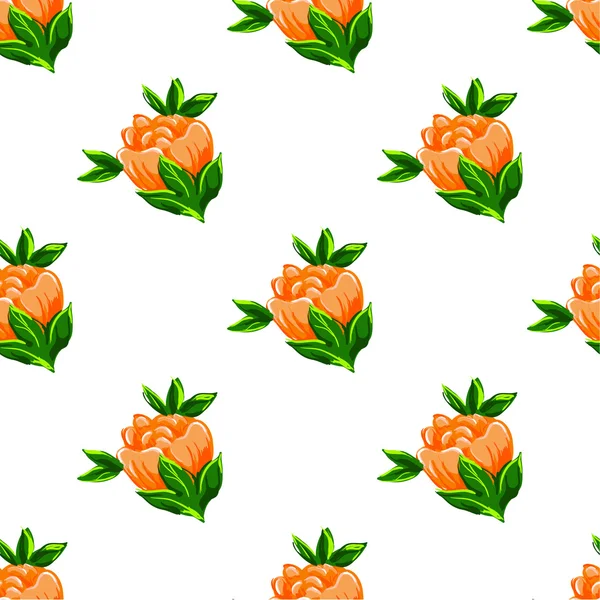 Art flower orange seamless on white  background — Stock Vector