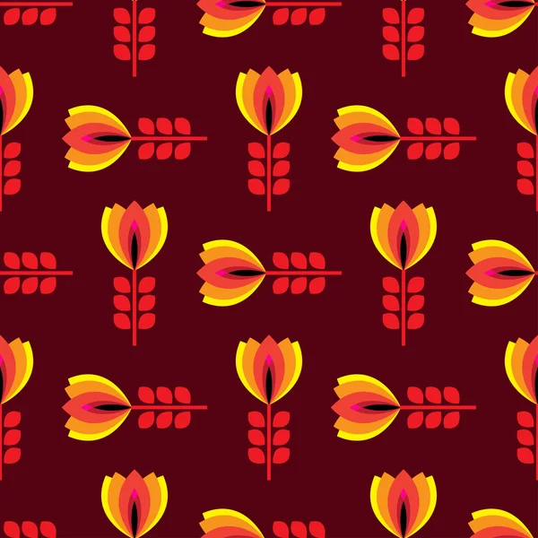 Motif floral avec pétales sur fond brun — Image vectorielle