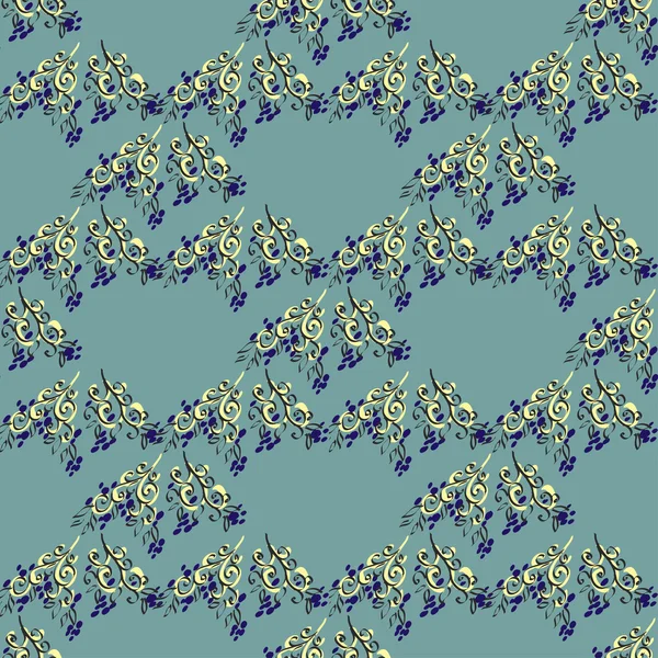 Modrá květina Art bezešvé na bílém pozadí — Stockový vektor