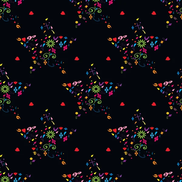 Collection vectorielle d'étoiles décoratives avec motif sans couture — Image vectorielle