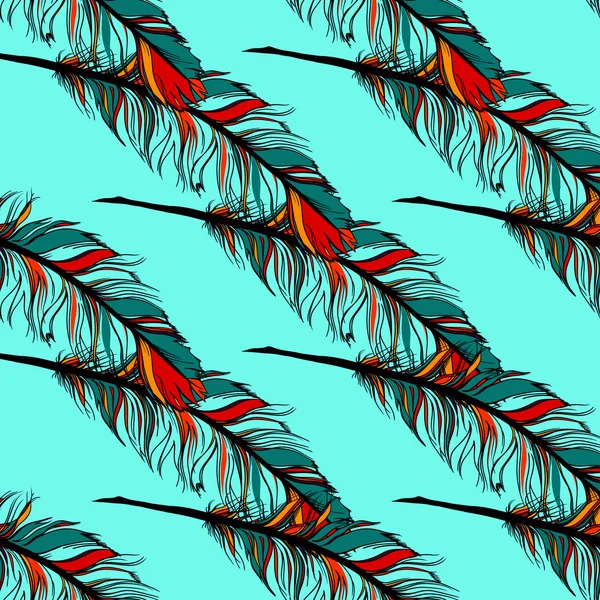 Plume de paon motif sans couture sur le fond . — Image vectorielle