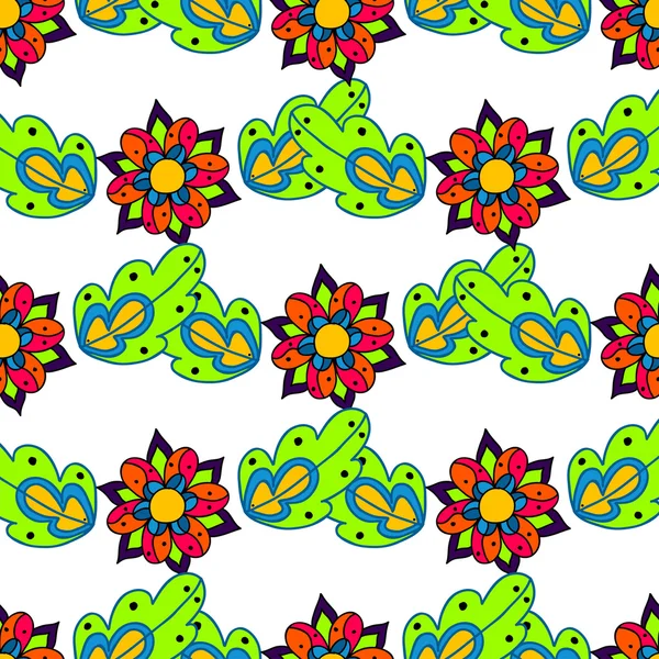 Arte flor patrón sin costuras en el fondo — Vector de stock