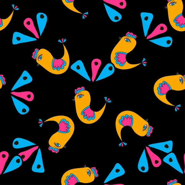 Oiseaux colorés motif sans couture sur un fond . — Image vectorielle