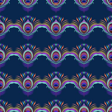 Tavus kuşu tüyü sorunsuz arka plan vektör.