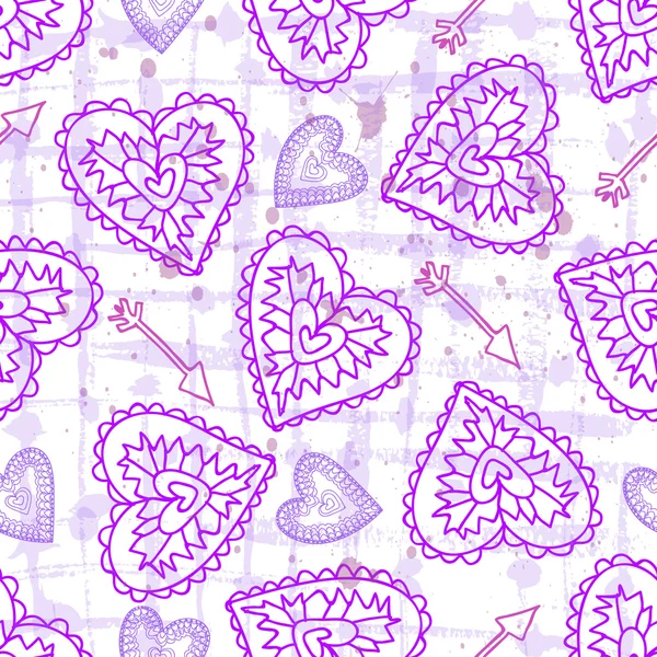 Pink seamless pattern with hearts on a backround. — Stock Vector