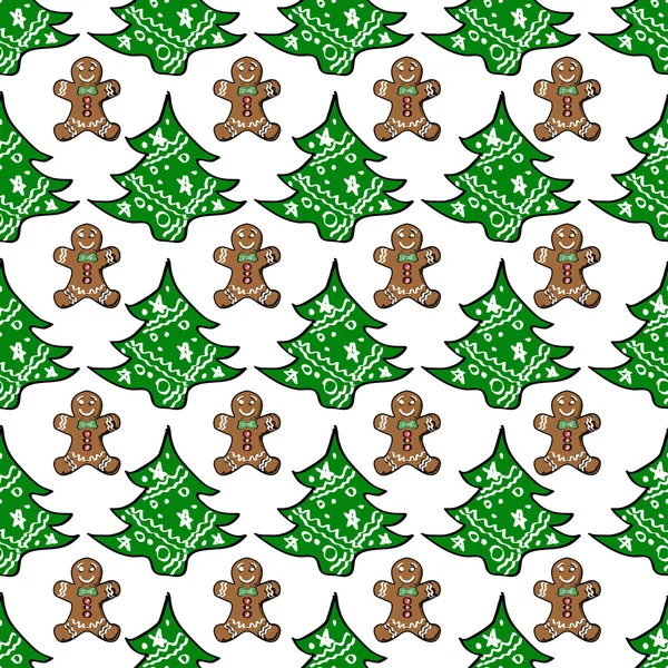 Seamless pattern with  Christmas trees on a backround. — Stock Vector