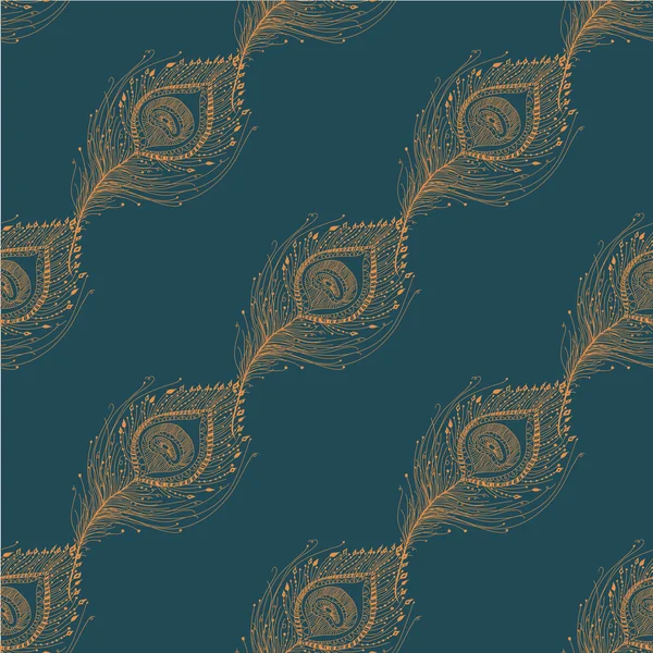 Plume de paon motif sans couture sur le fond . — Image vectorielle