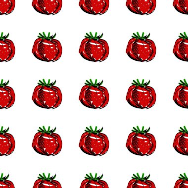 vektör sorunsuz arka plan kırmızı domates ile.