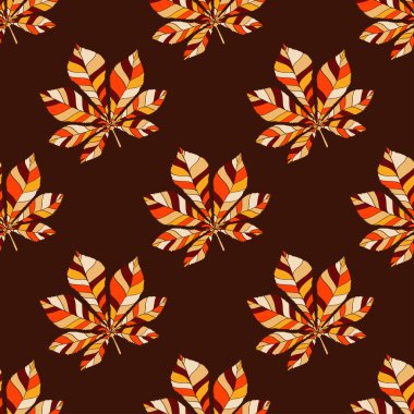 Dekoratif kestane pembe bırakır - vektör siluet. İllüstrasyon