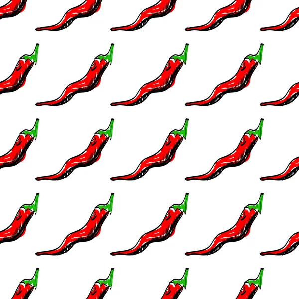 Vector seamless background with red chilli pepers. — Stock Vector