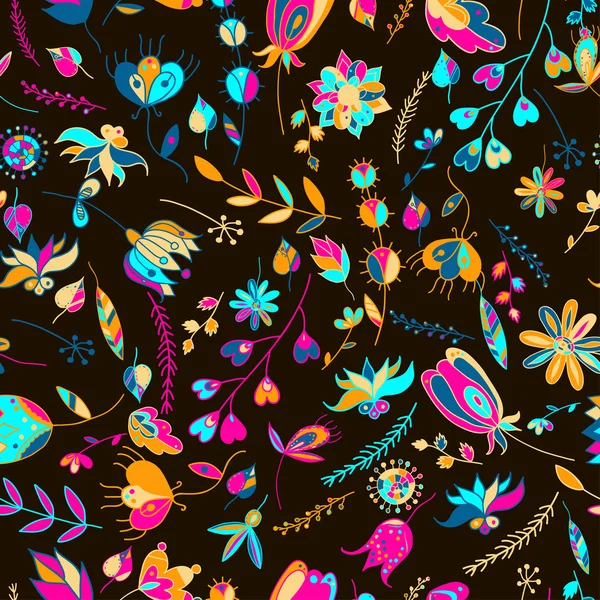 Бесшовный набор разноцветный ретро цветочный узор . — стоковый вектор