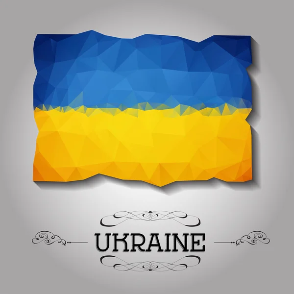 Vector geometric polygonal Ukraine flag. — Stock Vector